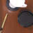 Bramfield Leather / Faux Leather Agate Ceramic Jute Leather Crystal Circle Round 1 Piece Coaster Set with Holder Set