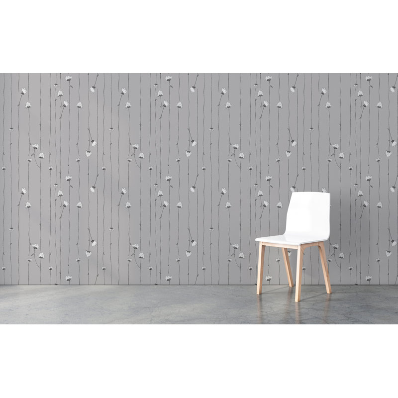 Floral Wallpaper Double Roll, Gray