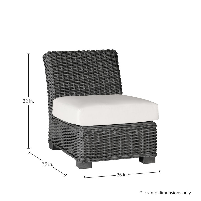 Fauteuil de chambre modulaire rustique tissé - gris ardoise, Welt, Sunbrella® ‑ Cabana à rayures minuit, Gris ardoise