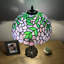 Lampe de table Meryem avec vitrail mauve et feuilles vertes incluses Ampoules DEL H 24 po x l 14 po x P 14 po