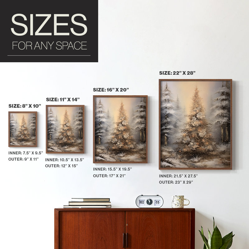 «Christmas Holiday», art encadré Dxxxvi - bois massif, H 21 po x l 17 po, Noyer