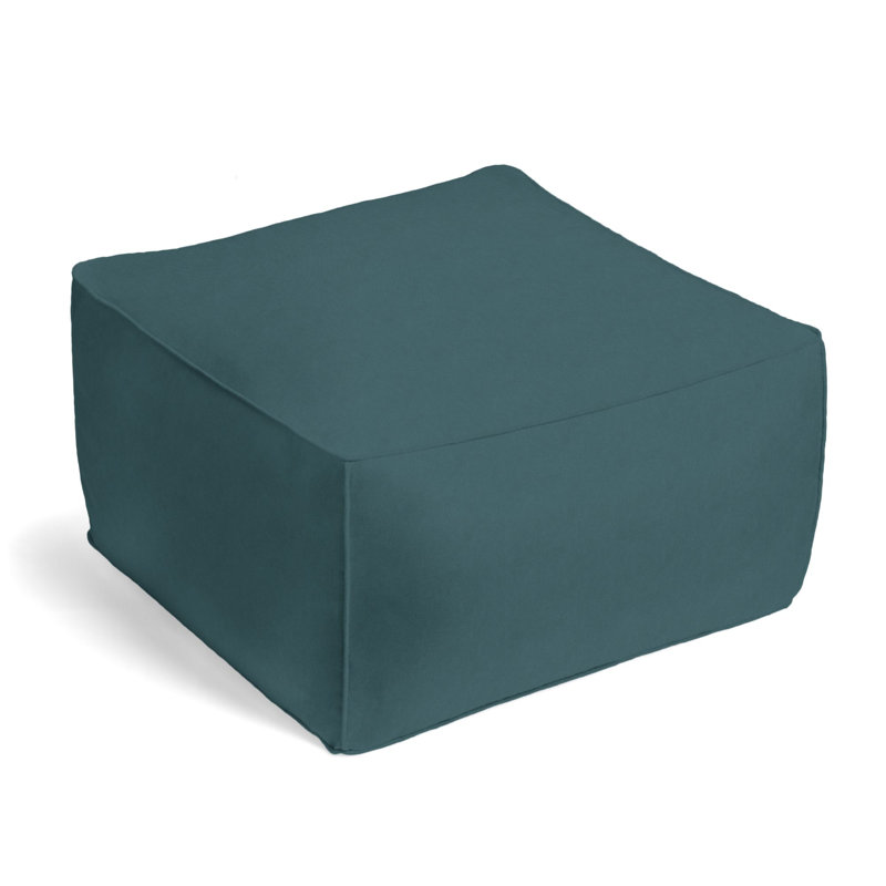 Upholstered Pouf, Peacock Velvet