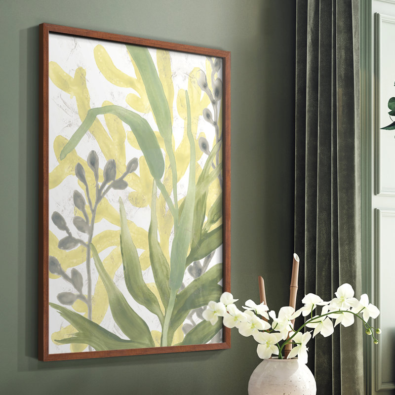 Sea Grass Fresco I, reproduction encadrée - bois massif, Cadre photo brun simple, H 20 po x l 16 po