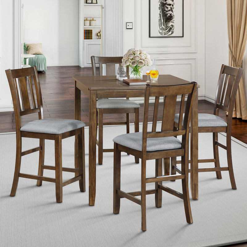 Ensemble repas à hauteur de comptoir pour 4 personnes, Noyer