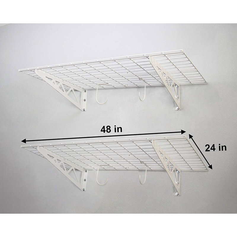 Garage Wall Shelf with Bike Tire Hooks