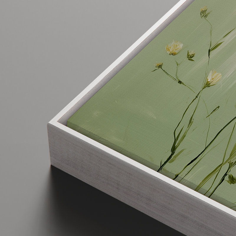 Impression murale délicate, fleurs sauvages blanches sur fond vert doux, botanique, 3 pièces, H 24 po x l 16 po, Blanc