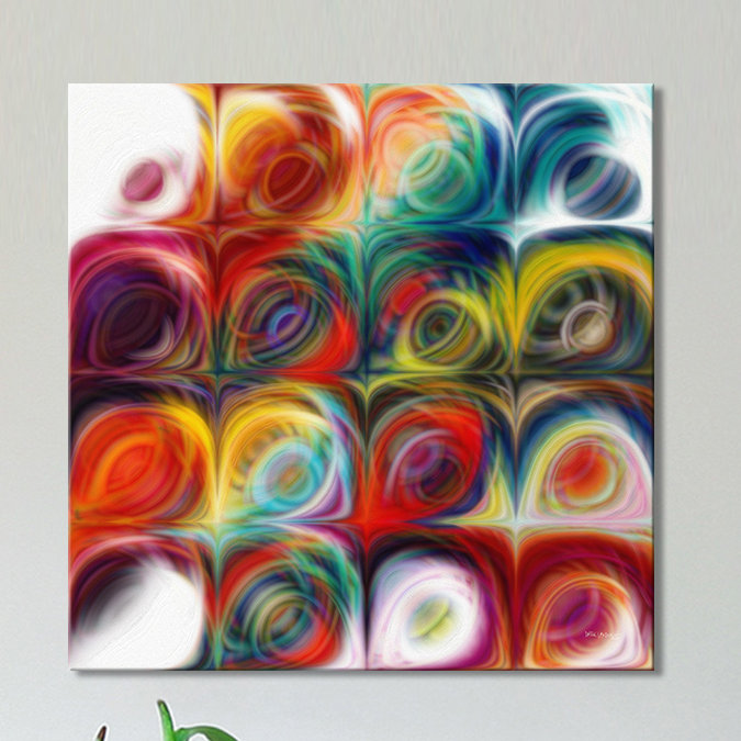 Circles and Squares 44 - Impression d'art graphique, H 18 po x l 18 po x P 1 po, Toile tendue