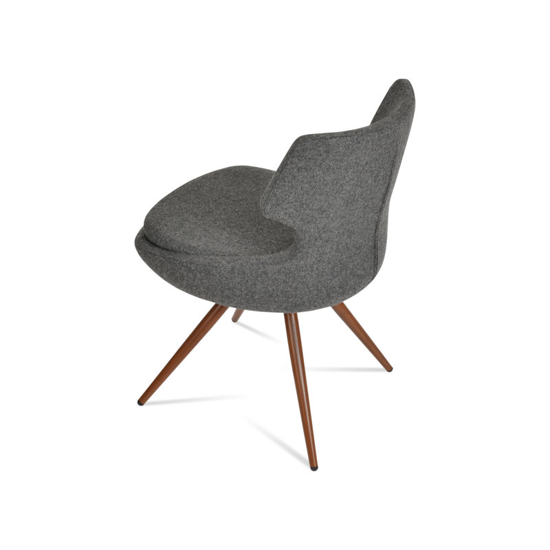 Chaise d'appoint pivotante carotte Patara, Gris foncé, Noyer