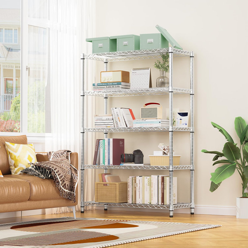 Étagère de rangement Étagère utilitaire Étagère utilitaire à 5 niveaux avec grille métallique pour la maison, la cuisine et le bureau