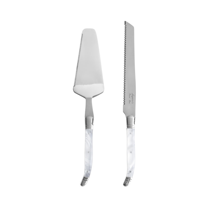 French Home Laguiole Connoisseur 2-Piece Cake and Pie Server Set with Pearl White Handles (Set of 2)