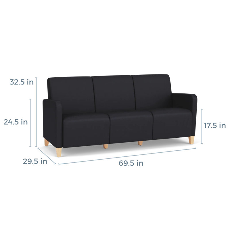 Fauteuil de réception 3 places Ravenna, Bois naturel, Noir Patriot Plus