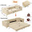 Canapé-lit convertible 3 en 1, 95 cm, en velours beige capitonné, 4 places avec pouf amovible-873197084