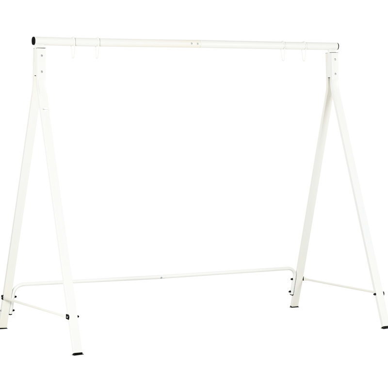 Strong Metal Swing Frame In White, 528 Lbs Capacity, For Backyard Patio Lawn Playground Happiness Porch Stand, Weight Outdoor Relaxation