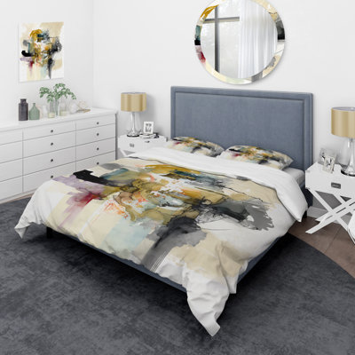 Alizarin Order - Abstract Liquid Ink Duvet Cover Set