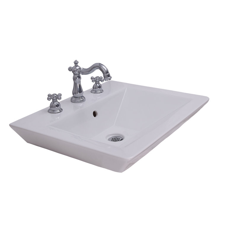 Lavabo de salle de bain mural rectangulaire avec trop-plein Opulence, Centres de 8 po