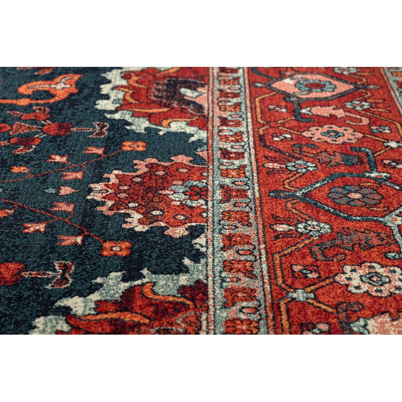 Despena Oriental Wool Area Rug, Rectangular 200 x 300cm, Red/Blue