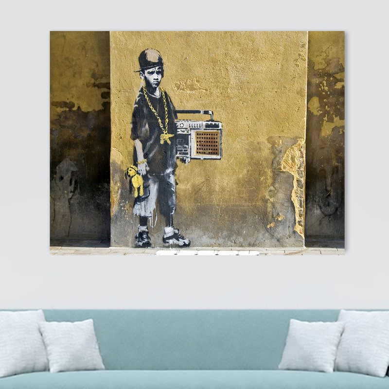 Banksy Hip Hop Kid Gangsta by Banksy - No Frame Print on Canvas, 20.5cm H x 30.5cm W x 3.8cm D