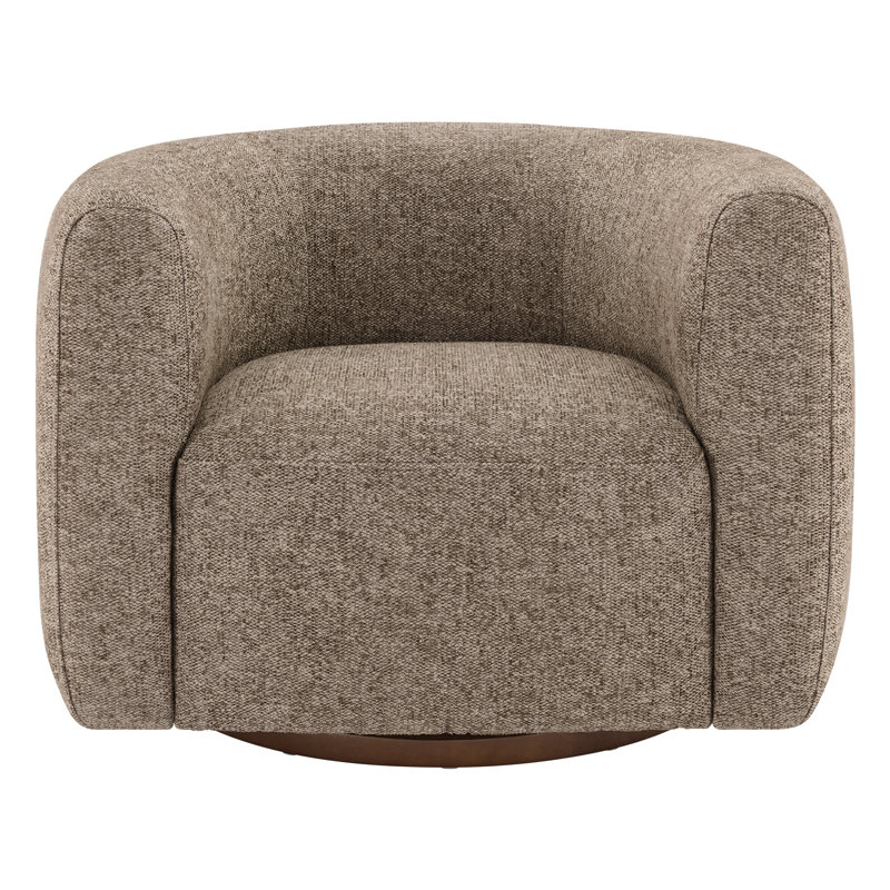 Maravilla Upholstered Swivel Barrel Chair, Ojai Earth Performance Textured Weave