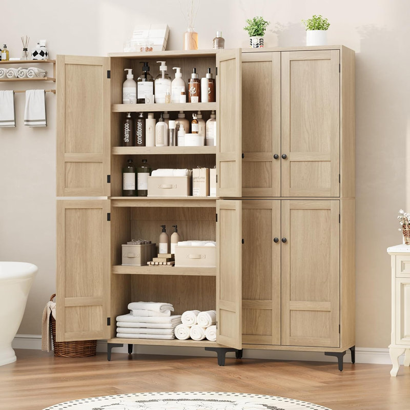 Armoire de rangement de 71 pouces de hauteur, armoire de cuisine 5 niveaux avec 4 portes et tablettes réglables pour la cuisine, la salle à manger et la salle de bain