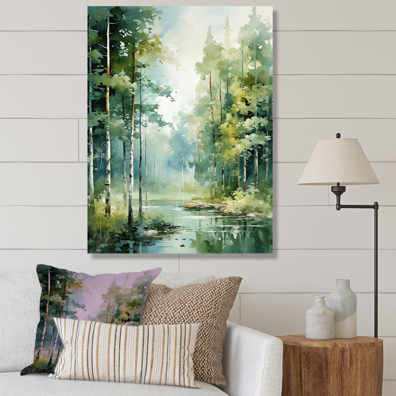Tranquil Shadows Green Forest II - reproduction sur toile, Toile tendue, H 32 po x l 24 po x P 1 po
