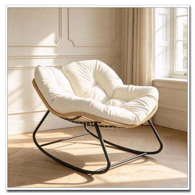 Oversized Rocking Egg Chair with Cushion for Indoor and Outdoor