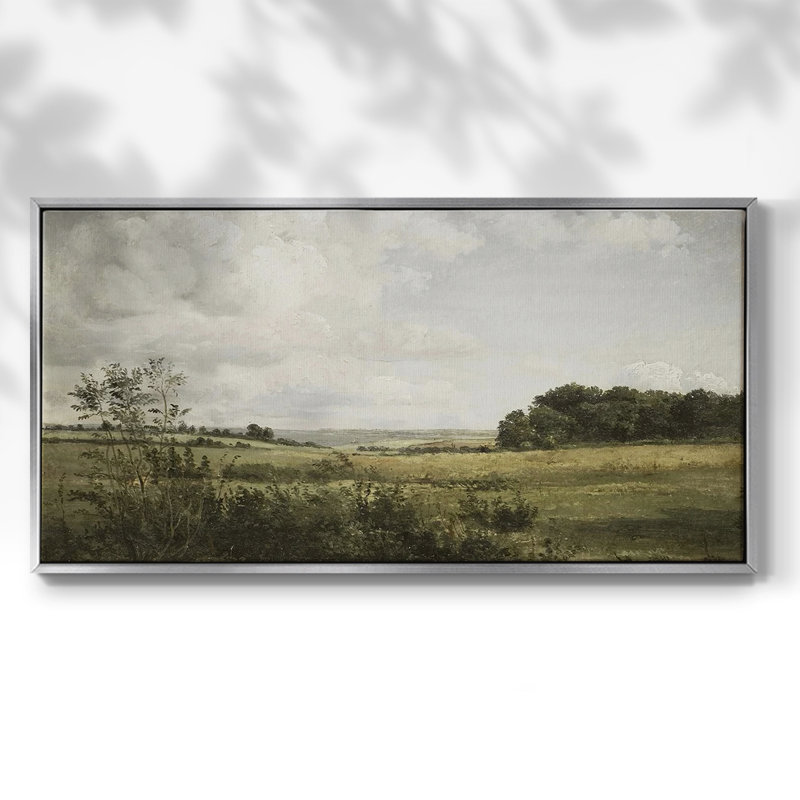Série paysage - DCCDXVII - Toile tendue avec châssis tendue, prête à être accrochée, Argent argent, H 21 po x l 41 po