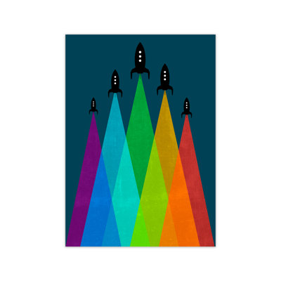 Rainbow And Navy Rocket B - Print