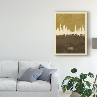 Chicago Illinois Skyline Brown by Michael Tompsett - Graphic Art on Canvas