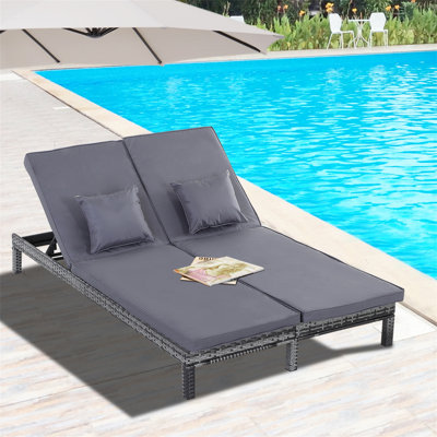 Aymelia 196cm Long Reclining Double Chaise with Cushions