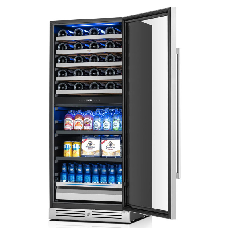 Yeego Dual Zone 23.4" 40 Bottles and 112 Cans Wine and Beverage Refrigerator Freestanding/Build-in Cooler, Right Handed