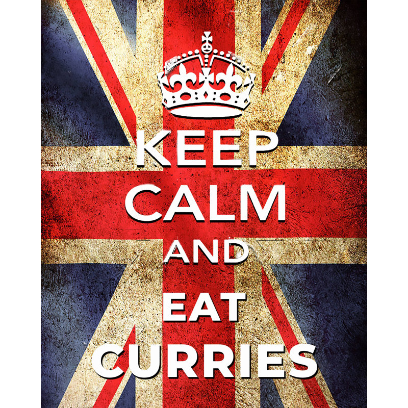 Keep Calm And Eat Curries - No Frame Print, Gallery Metal, 39.4cm H x 29.5cm W