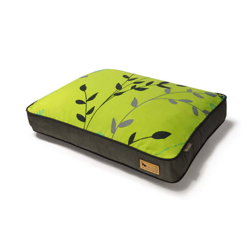 Greenery Rectangular Dog Pillow Bed, Small (28" W x 20" D x 4" H), Pear / Rifle Green