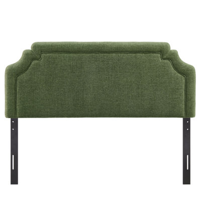 Magnolia Upholstered Fabric Queen Size Headboard In Foliage