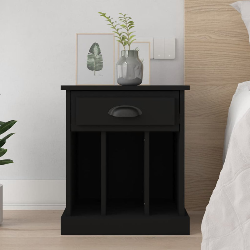 Pilot 1 Drawer Bedside Table, Black, Set of 2
