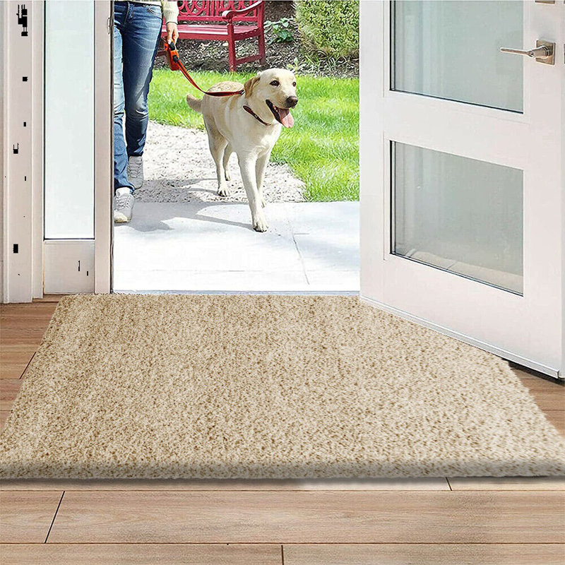 Meyah Non Slip Shaggy Door mats, Cream