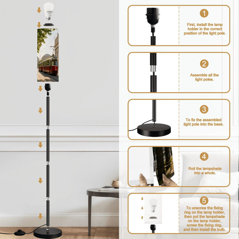 Lampe sur pied avec ampoule à pied et ampoule abat-jour à haut gradué pour le salon, la chambre et le bureau
