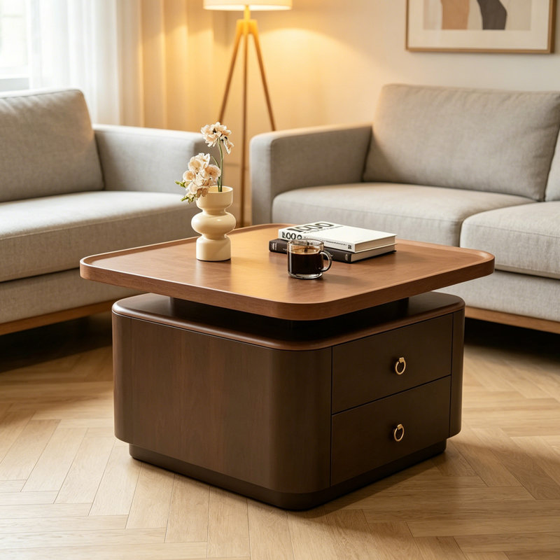 Table basse avec rangement Minimal, H 16,53 po x L 27,55 po x l 27,55 po