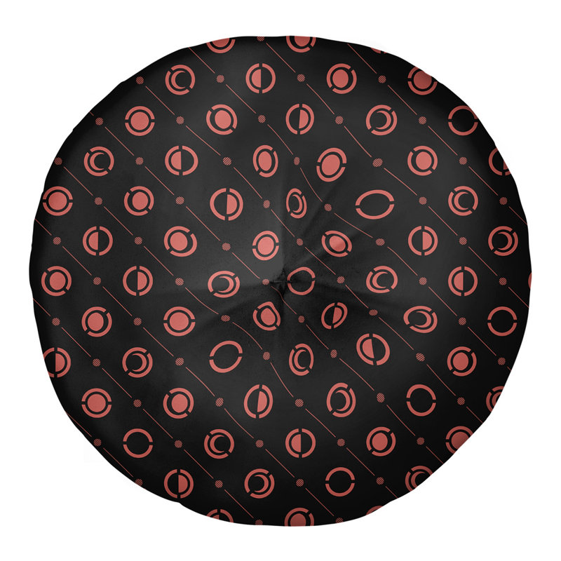 Coussin de sol à phases de lune classiques, 30 po x 30 po, Noir/rouge