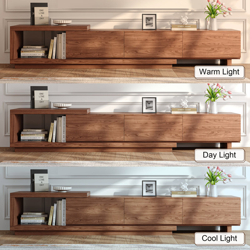 Modern Extendable TV Stand Media Console With Storage Drawers