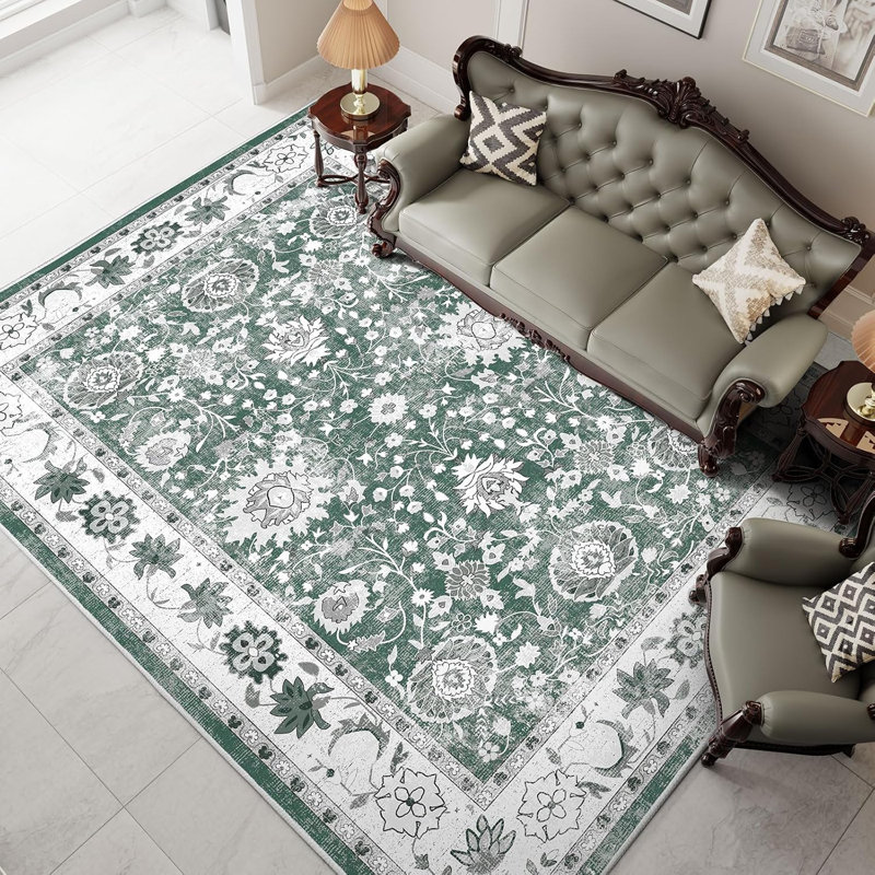 Machine Washable Folded Area Rug For Living Room Bedroom Modern Style Low-Pile Soft Rug For Dining Room Home Decor Traditional Carpet, Non Slip & Easy To Clean