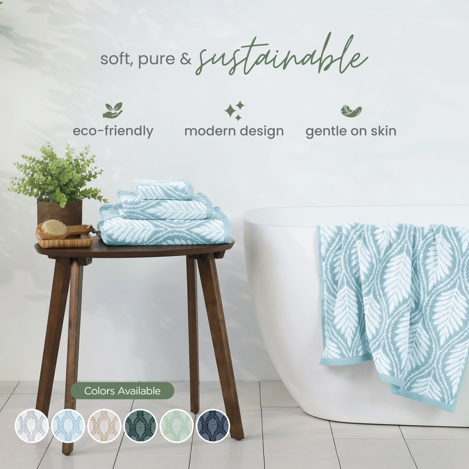 Branden Bath Towel, Fern Ogee Mineral