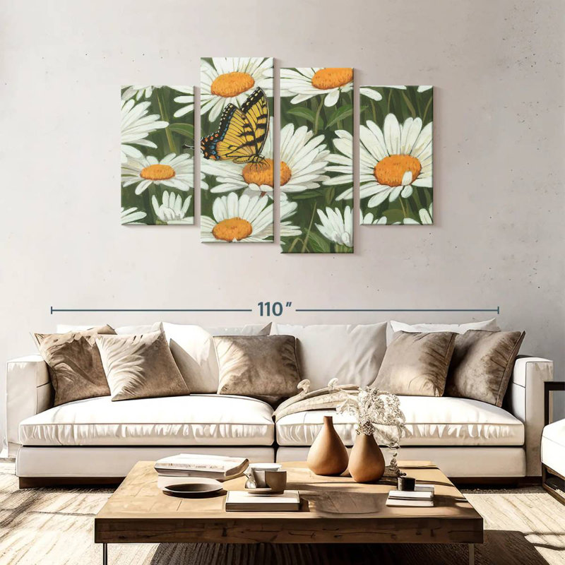 Harnek Daisies And Butterfly