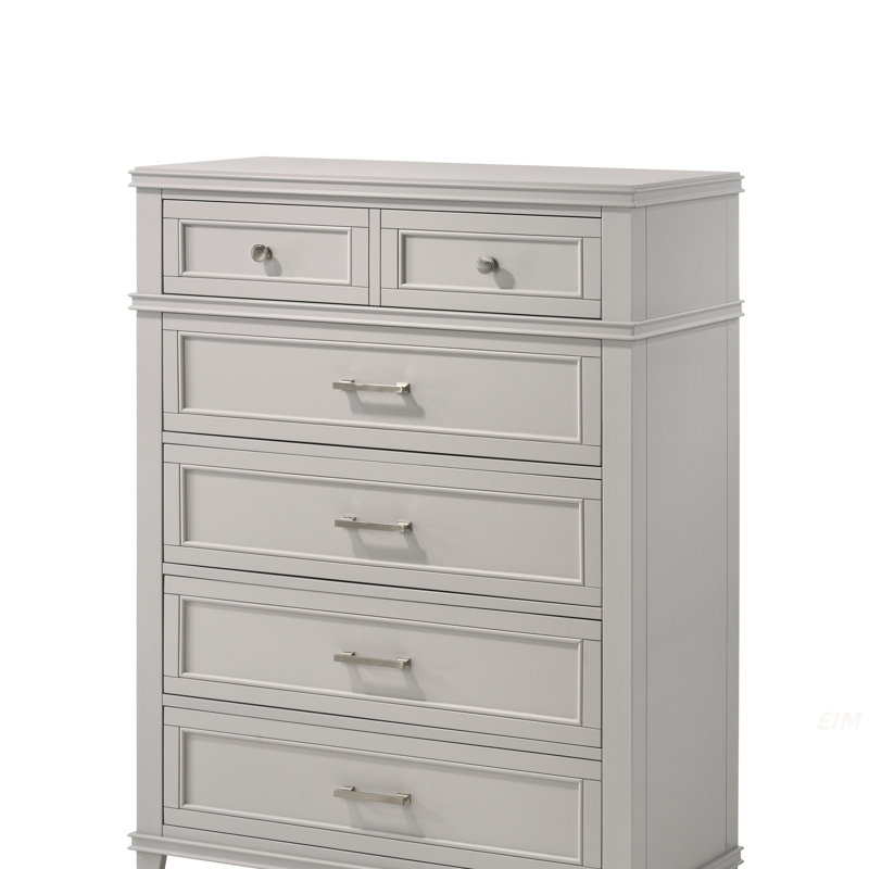 Commode 5 tiroirs grise, commode moderne