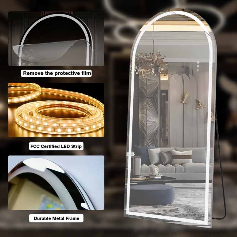 Metal Half-circle Floor Mirror
