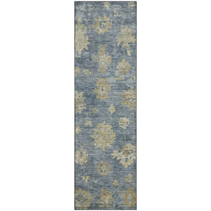 Tapis lavable à la machine de qualité supérieure Mayfield AMF2305, Bleu, Tapis de couloir 2 pi 3 po x 7 pi 6 po