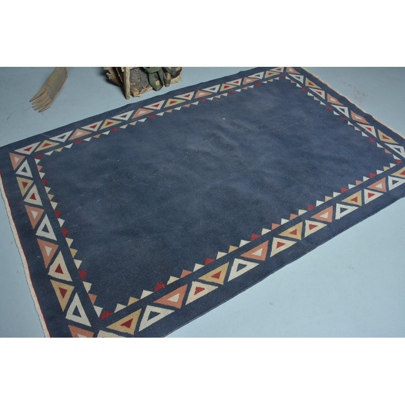 Tapis 4,8 x 7,4 pi, tapis turc, tapis tendance, tapis rétro, tapis bleu