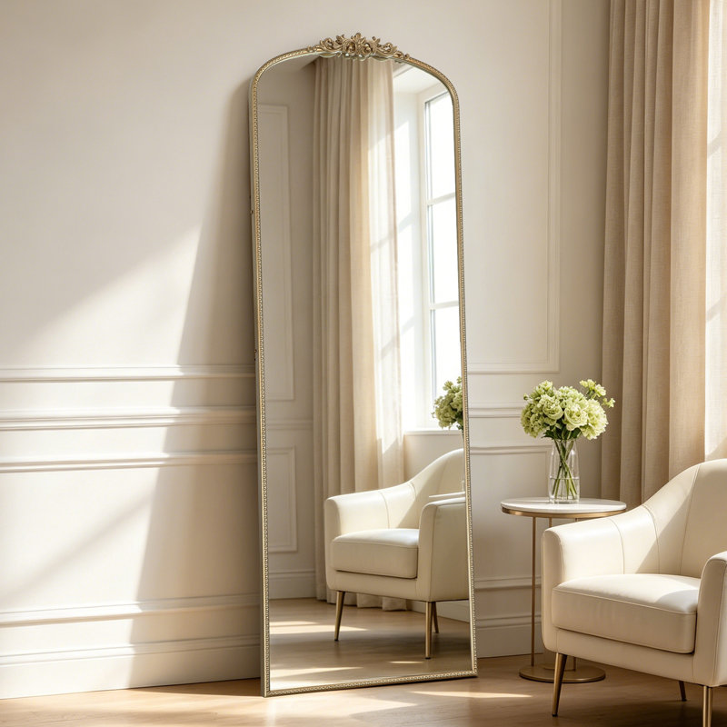 Glass Full Length Mirror, 70" x 24", Gold