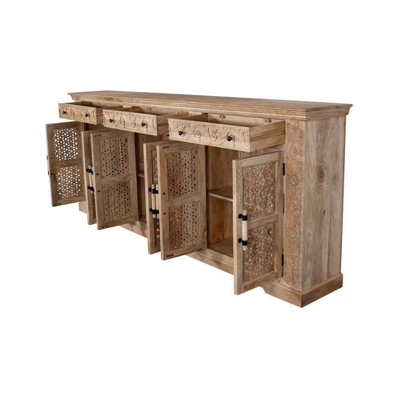 Fazila 102'' Solid Wood Sideboard, Light Brown