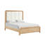 Structure de lit tête de lit matelassée de style transitionnel avec placage de manguier naturel