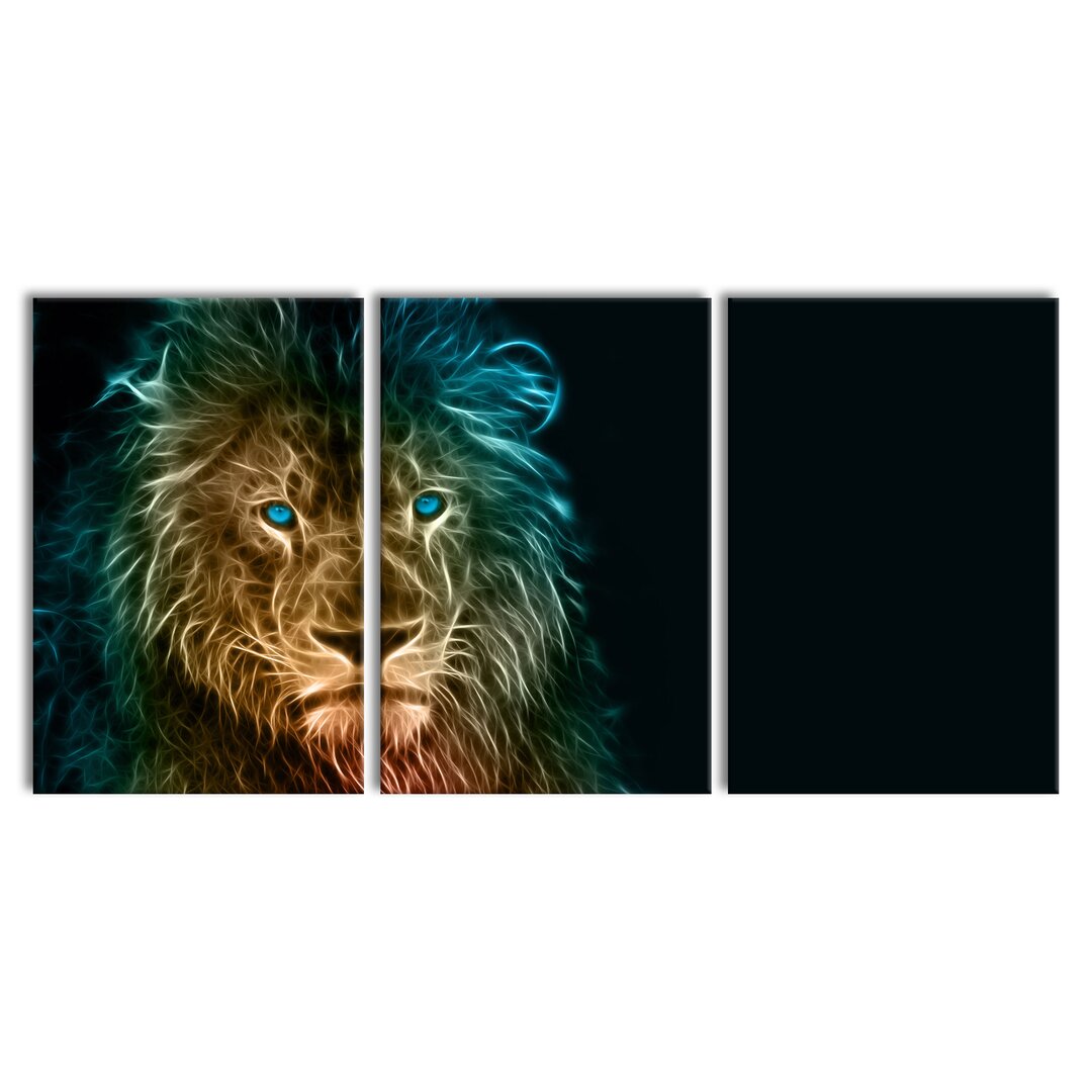 3-tlg. Leinwandbilder-Set Proud Lion Abstract